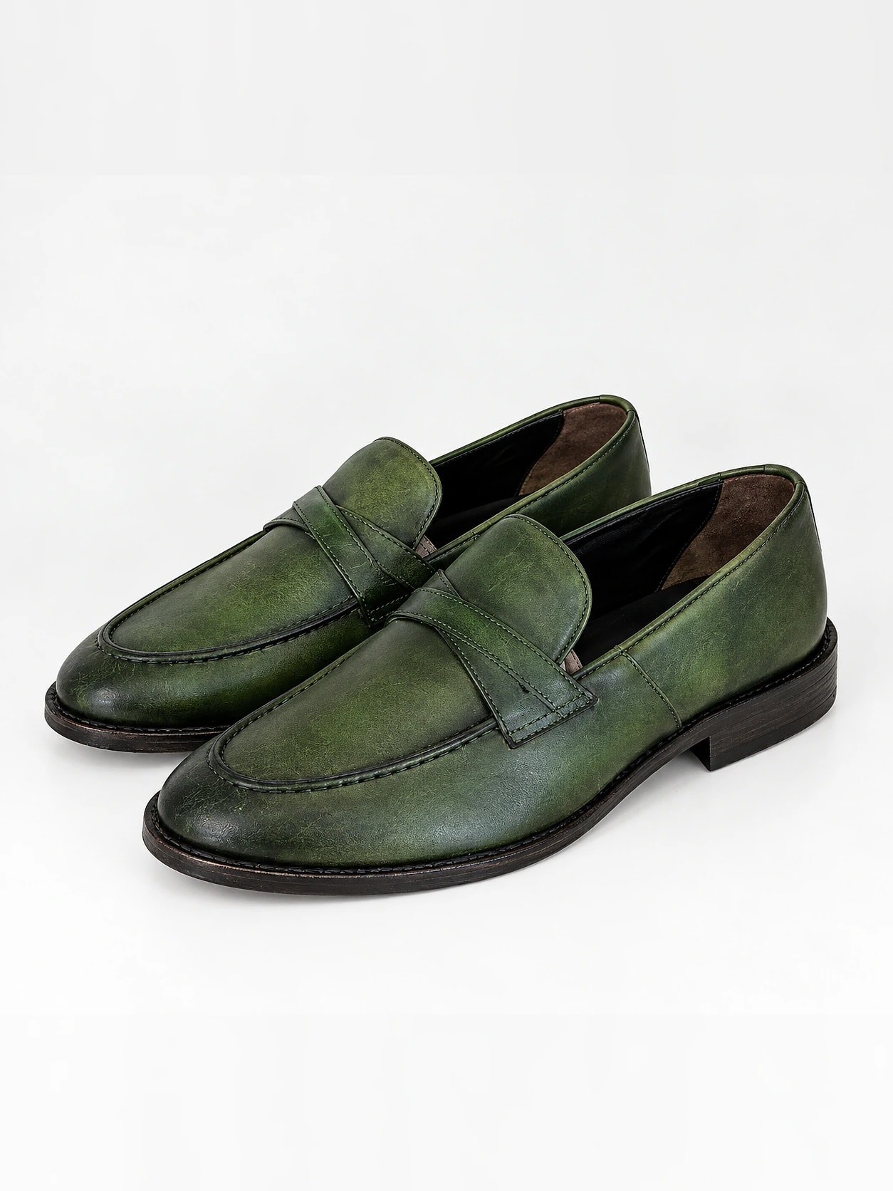 Loafer en cuir vert patine — FC Fashion