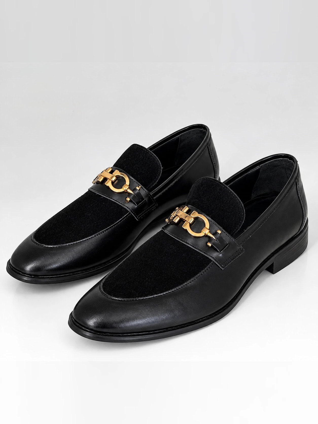 Mocassin noir cuir et daim — FC Fashion