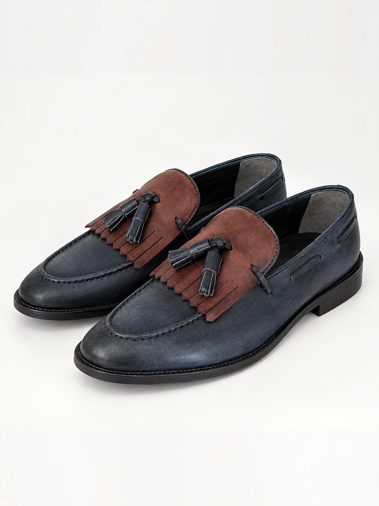 Mocassin a franges marine et tabac — FC Fashion