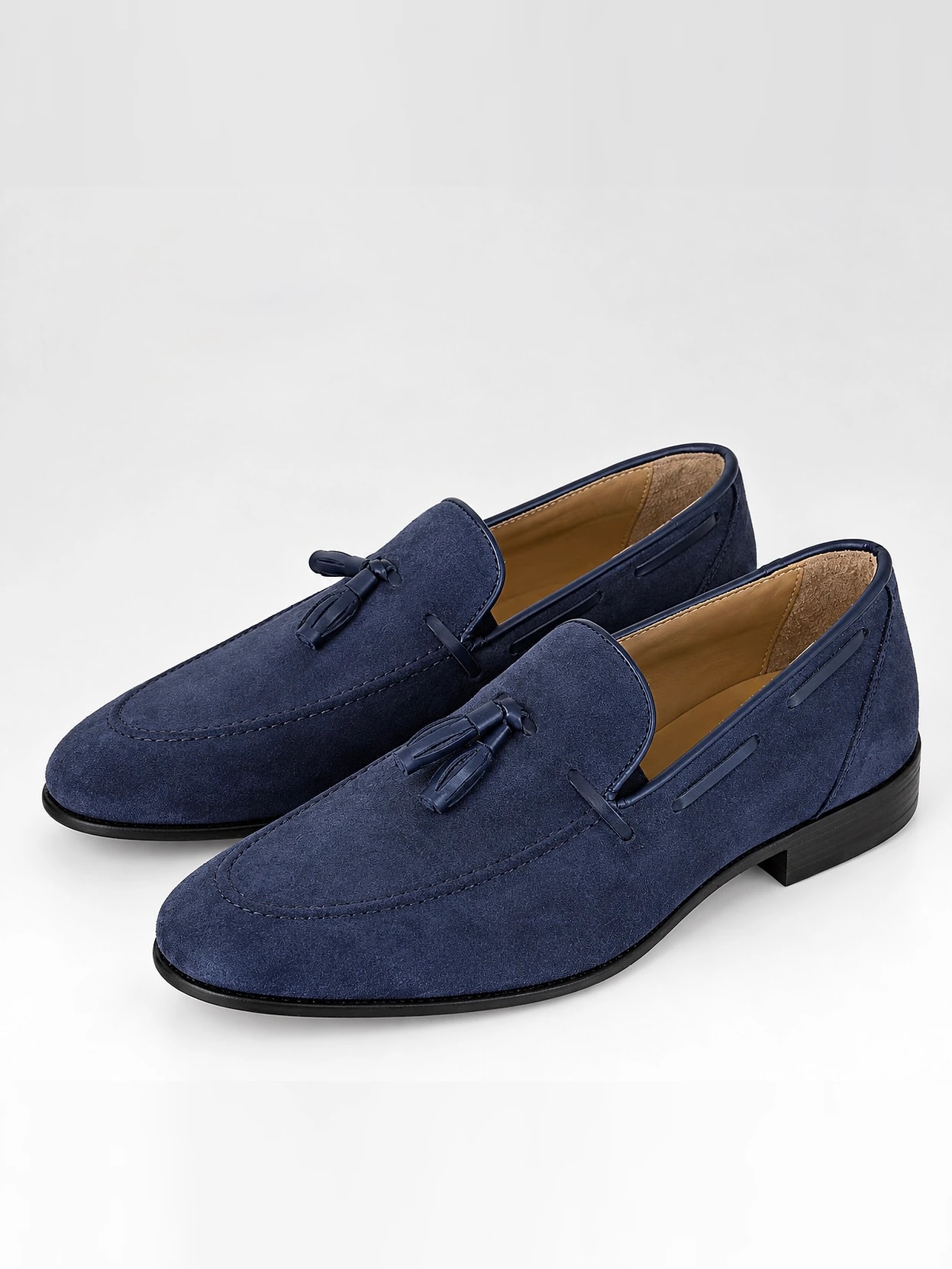 Mocassin a pompons en daim marine — FC Fashion