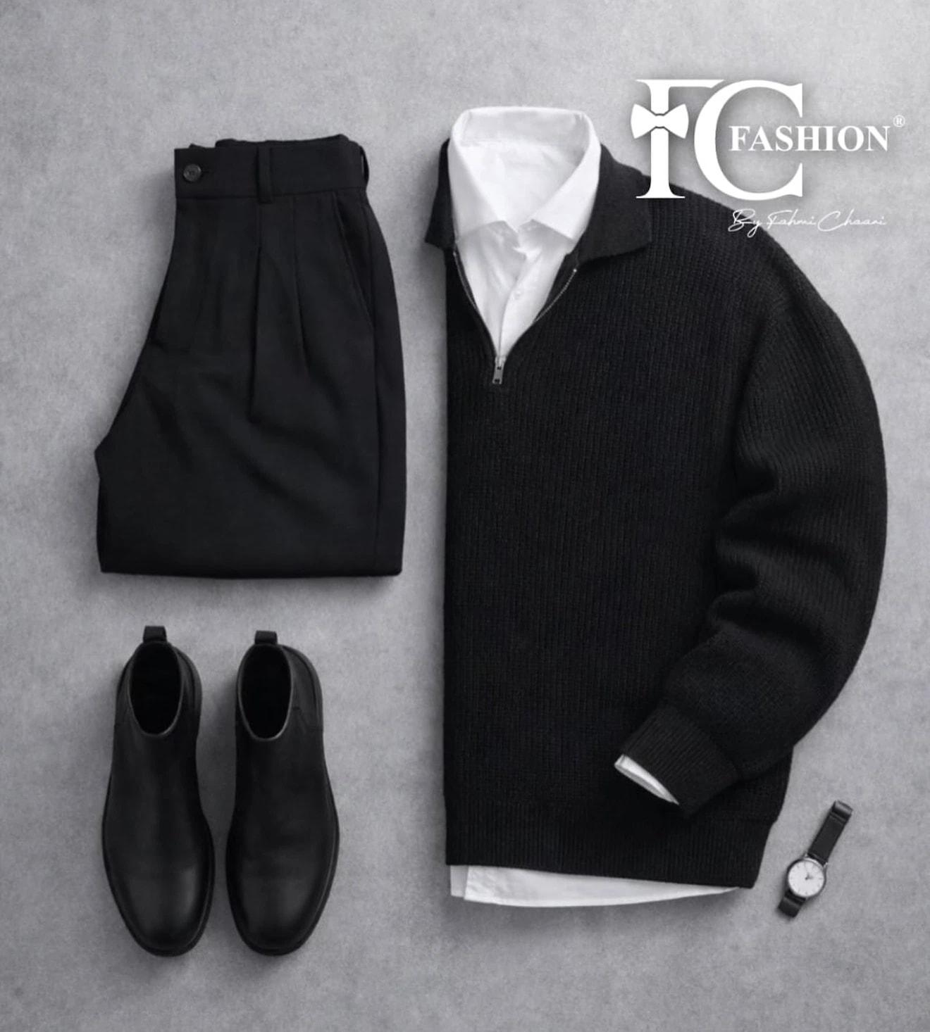 Pull camionneur zippe noir — FC Fashion
